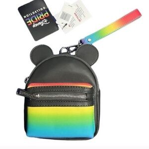 Loungefly x Disney Black and Rainbow Mini Backpack wristlet or belt bag